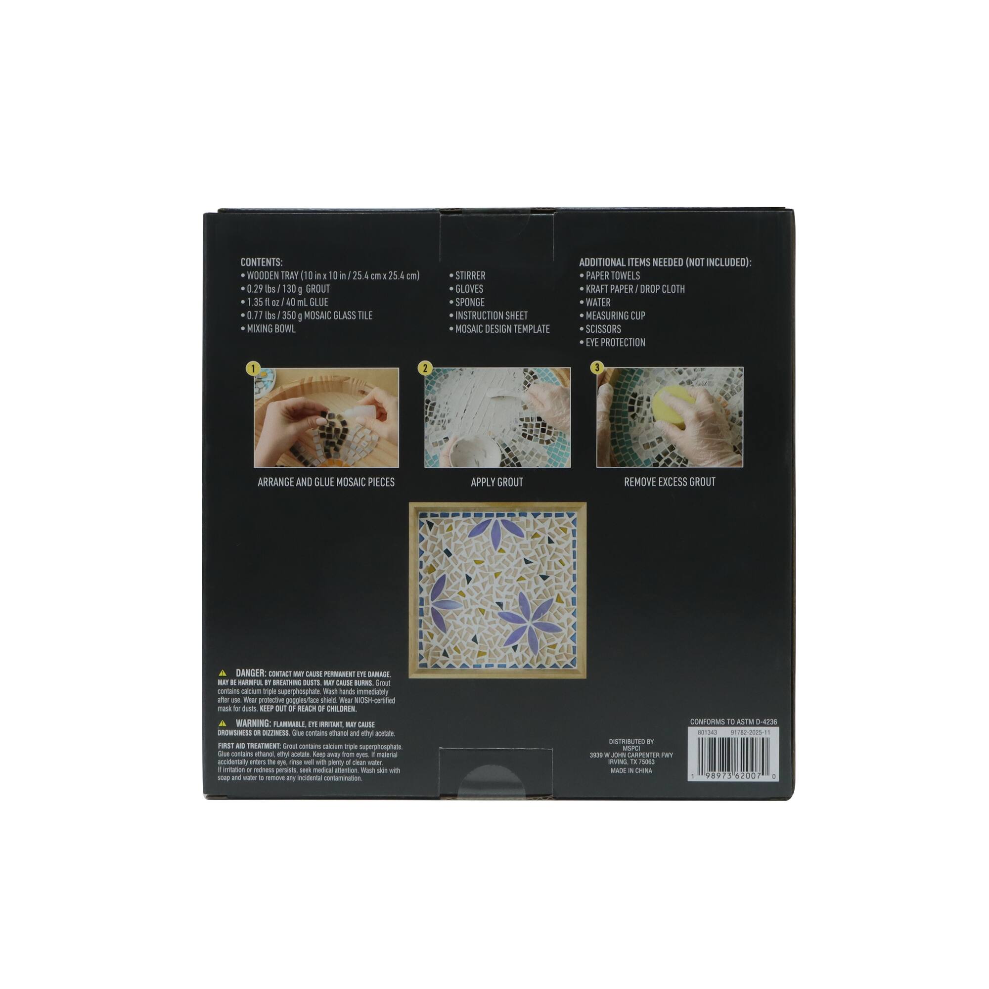 10" x 10" Indigo Flowers Mosaic Tray Kit by Make Market®